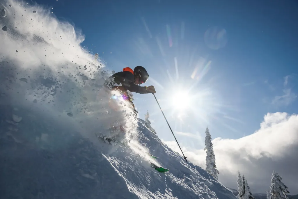 Skiing steep, deep powder